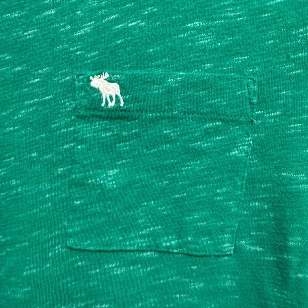 Abercrombie Kids Green Slub Knit Long Sleeve Pocket Tee Shirt Boys Size 9/10